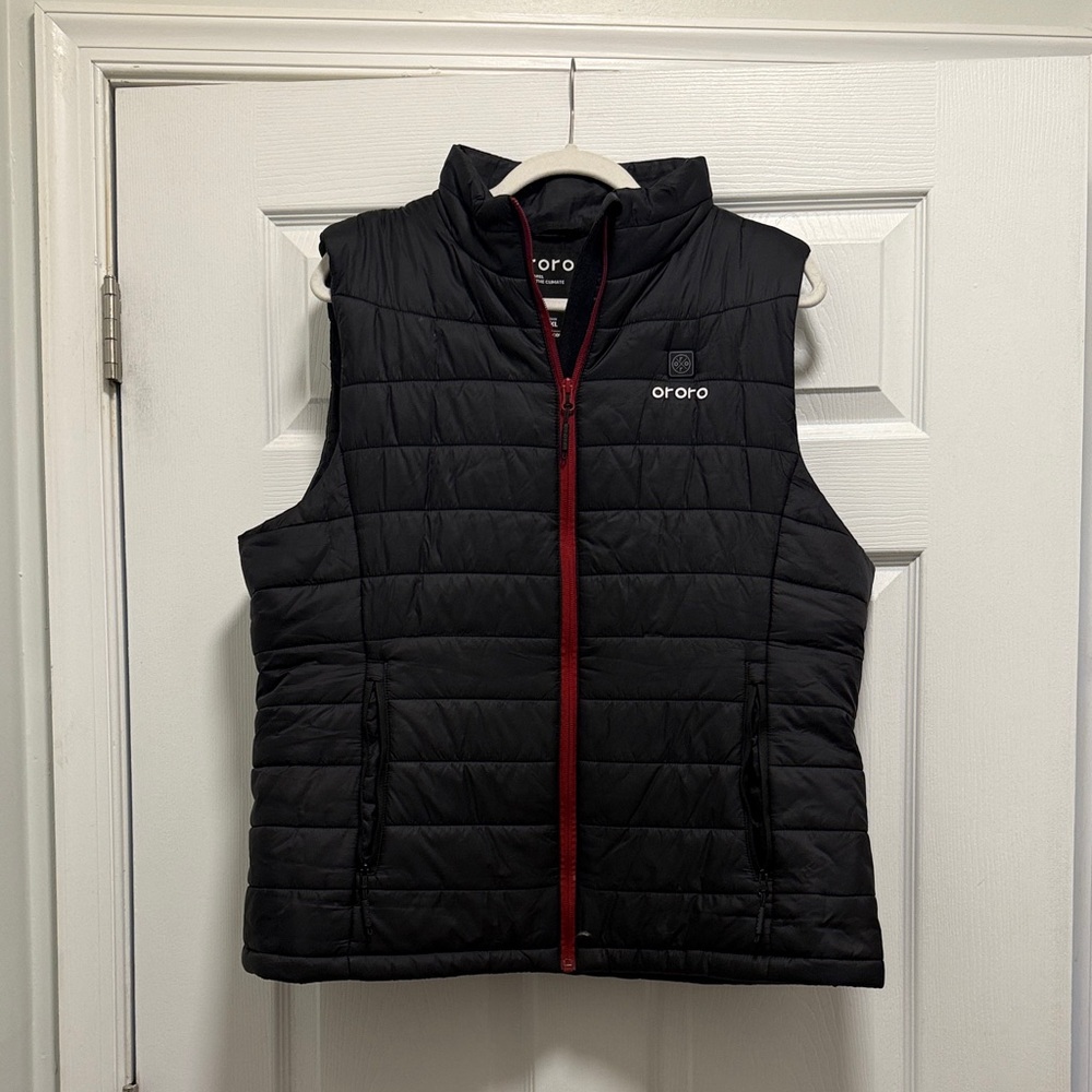 Ororo *Heated* Black Quilted Vest with Red Accents